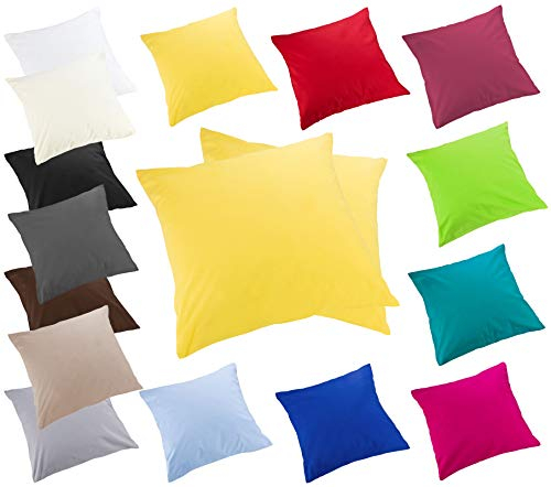 2er Pack MOON-Luxury Linon Kissenbezug 100% Baumwolle-gelb-40x40