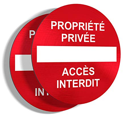 imaggge.com Panneaux rigides Propriété privée/Accès Interdit - Lot de 2 - Application sur Poteau, Mur, Porte de Garage - Ultra résistant - Aluminium (Pas PVC) - 20 cm
