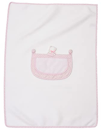 FILET - Warme Fleecedecke für Neugeborene, aus weichem, hochwertigem Fleece mit Aida-Einsatz zum Sticken, 100% Made in Italy, Größe 60x80 cm, Farbe Weiß und Rosa