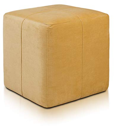 Ecopuf Cube - Sitzhocker Hocker Kunstleder Mikrofaser Sitzbox Quader Würfel Pouf Ottomane Fußbank für's Wohnzimmer Wohneinrichtung 40x40x40 cm Faber Gelb A28