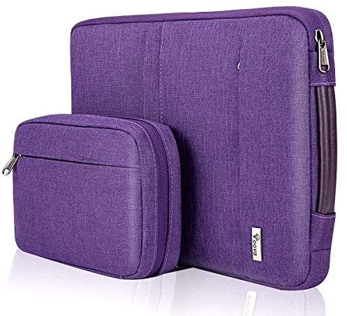 Voova Laptop Sleeve Case 13 13.3 14 Inch with Detachable Accessories Organiser Pouch,360° Protective Computer Bag Cover for MacBook Air 13 M1/M2 2020-2022,MacBook Pro 13/14,Chromebook 14,Purple