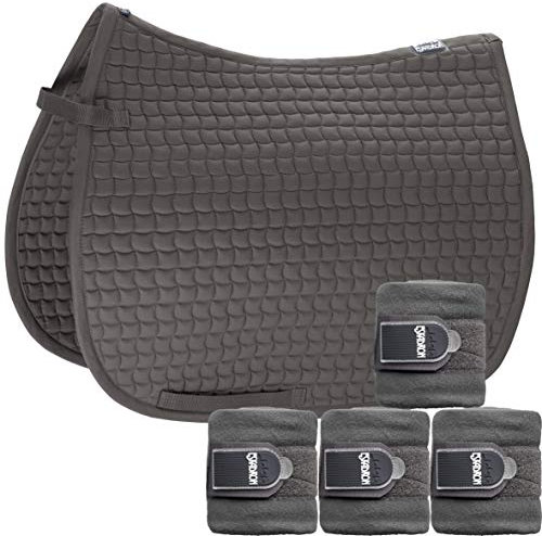 Eskadron Set Basic Cotton Schabracke mit Fleecebandagen in Anthra, Größe:Pony Dressur (PD)