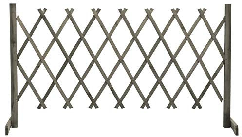 Tidyard Clôture en Treillis de Jardin Panneau de Clôture Extensible Gris 150x80 cm Bois de Sapin