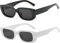 RUNHUIS Retro Rechteck Sonnenbrille Damen Herren Vintage Small Square Fashion Brille (Schwarz+Weiß)