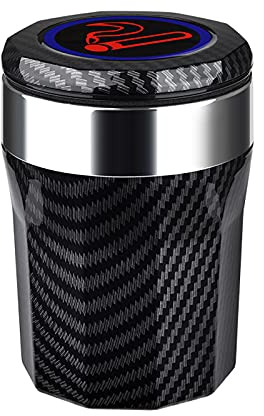 LLDDSS Auto Aschenbecher. Auto-Aschenbecher mit LED-Lichtern mit Cover Creative Persönlichkeit bedeckte Auto in der Auto-Multifunktionsauto-Lieferung (Color Name : Carbon Fiber Pattern)