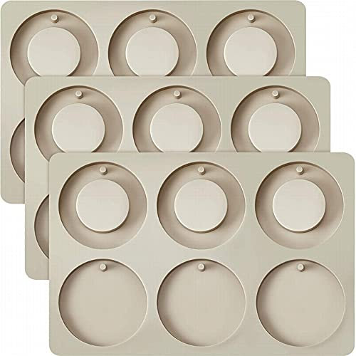 EPRHY Lot de 3 Moules Ronds En Silicone à 6 Cavités - pour Fabrication de Bijoux - Avec Trou De Suspension - Pour Fabrication de Bijoux