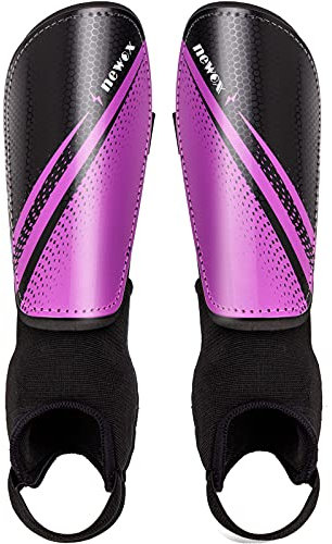newox Fußball-Schienbeinschoner Kinder Jugend - Schienbeinschoner Schutz Jungen Schienbeinschoner Fußball Jugend - Fußball Schienbeinschoner für Kinder 3-15 Jahre alte Mädchen Jungen Lila M