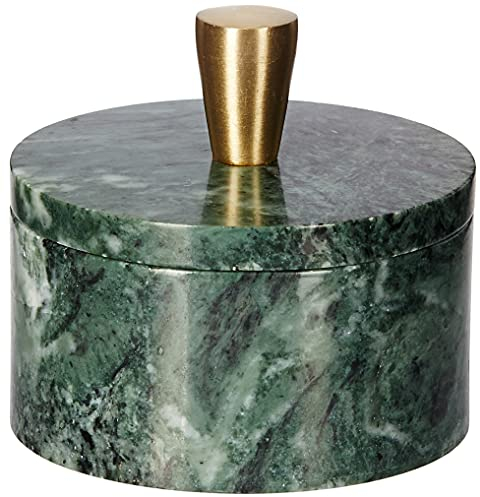 Queenza Salero de mármol con tapa y perilla de latón (verde)