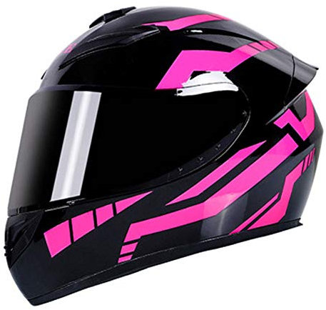 RUTXE Motorradhelm DOT Rollerhelm Integralhelm Sturzhelm für Männer & Frauen Tägliches Pendeln (schwarz-rosa Streifen) (A,57~58cm L)