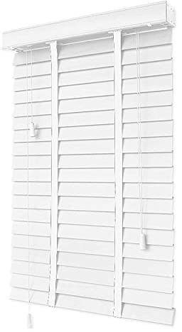 Suwooy Jalousette Holz Weiß,50mm Lamellen,Horizontale Jalousien,Für Fenster,Jalousie Aus Echtholz Innen Außen,Sonnenschutz/Sichtschutz Jalousetten,Leicht Anzubringende Vorhänge,W×H-50x90cm/20x35in