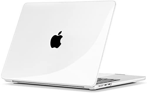 TECOOL Cover compatibile con MacBook Air M4 M3 M2 13,6 Pollici 2025 2024 2022 (A3240 A3113 A2681), Custodia Rigida Protettiva Sottile in Plastica Superficie Liscia, Cristallo Trasparente