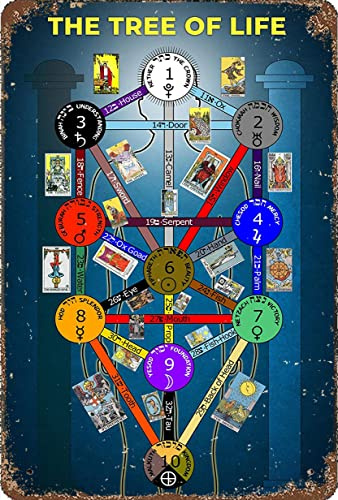 Generic Metallposter - Vintage Kabbala Chart Poster 10 Attribute Terminologie 10 Sephiroth Kreise Baum des Lebens Poster für Wohnzimmer Wanddekoration 30,5 x 40,6 cm