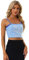 Allegra K Damen Pailletten Oberteil Ärmellos Tanktop Spaghettiträger Glitzer Cami Party Crop Top Hellblau M