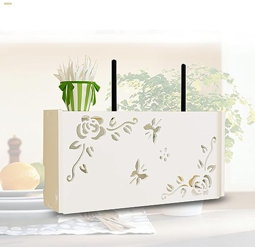 Router Schrank Holz,Wall Storage Box Router Regal Weiß Wand Kabel Verstecken Ohne Bohren Schwimmendes Regal,D40x9.5x20cm