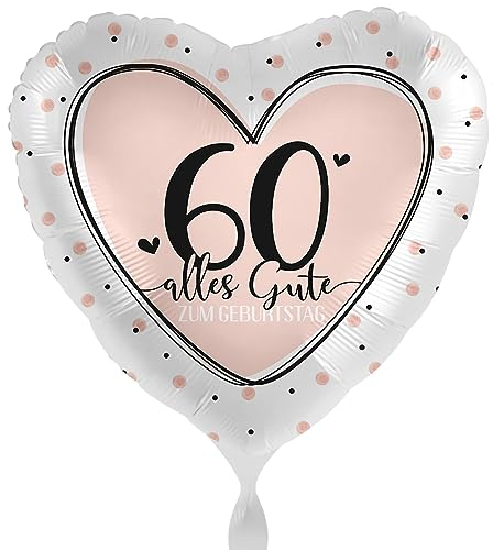 Folienballon 60 Ballon 60. Geburtstag Frauen Glückwunsch 'Alles Gute' zum 60. Geburtstag Frau Oma Mutter Freundin Luftballon 60 Creme Herzballon Made in EU