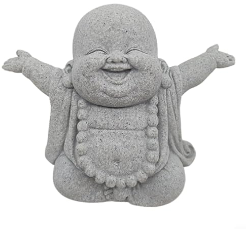 Fat Smiling Buddha Garten Ornament Sandstein Effekt Outdoor Indoor Statue Decor