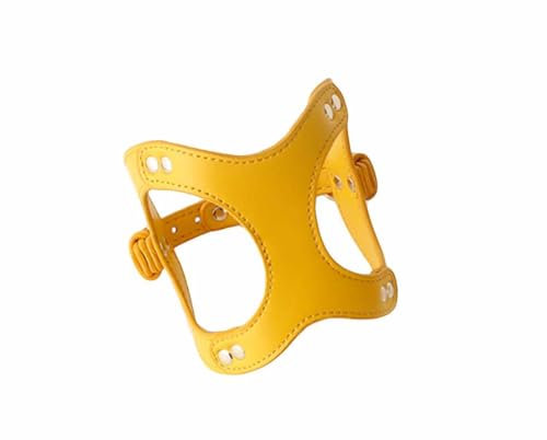 feiling Hundegeschirr für Kleine Hunde Verstellbar Ledergeschirr Welpen Brustgeschirr Weichem Leder Katzengeschirr Hundeleine (gelb, XS)