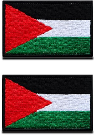 2 Pcs Palestine Flag Patch, Tactical Embroidery Palestinian Middle East Applique Emblem Military Patch with Hook and Loop for Hats Backpack Jackets Clothes Uniform Vest Team Holiday