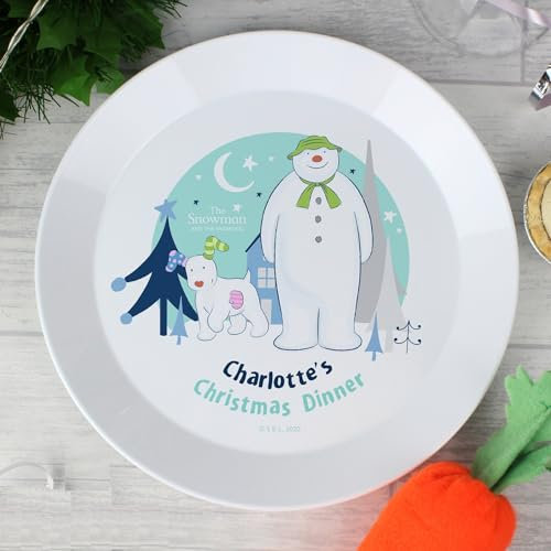 Custom Personalised The Snowman and The Snowdog Plastic Childrens Plate - for Christmas
