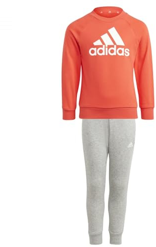 adidas Unisex Kinder Essentials Logo French Terry Jogger Set, bright red/white, 3-4 Years