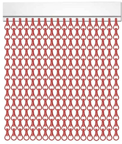 P T PERTONI TENDE Krismar Kettenvorhang aus Aluminium, Insektenschutz, Höhe 210 cm x 90 cm, Rot