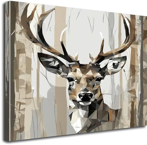 Hirsch Wandbilder auf Leinwand - modern, klassisch, künstlerisch, außergewöhnlich - verschiedene Motive und Formate (Hirsch 6, 60 x 60 cm)