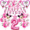 Minni Birthday Decorations, 25Pcs Minni Balloons with Banner, 2st Party Decorations for Girls Happy Birthday Balloon Banner