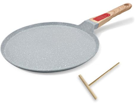 RANX INGST Poêle à Crêpes en Céramique 25 cm - Crêpière avec Poignée Amovible - Tous Feux dont Induction - Bleu