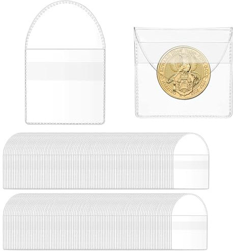 FAURAPMNG Münzhüllen mit einer Tasche, einzelne Münzhüllen, einzelne transparente Kunststoffhüllen, kleine Münzhalter, transparente Münztasche, einzelner Münzschutz für Münzen, Schmuck, Ringe,
