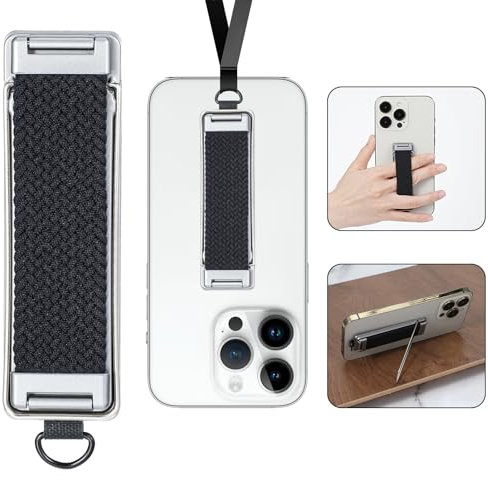 AOZUO Multifunctional Smartphone Finger Holder - Mobile Phone Grip, Rear Mounted Straps, Telescopic Handles, Portable Finger Strap Stand