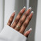 BTArtbox Press On Nails French Tip - Long Square French Tip False Nails, 30 Pcs Natural Fake Nail with Glue, Brown Stick on Nails for Women in 15 Sizes