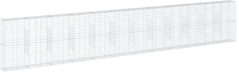 ** vidaXL Gabion Basket with Cover - 1200x50x200 cm - Galvanised Iron - Durable - Gabion for Landscaping, Retaining Walls, and Garden Decor