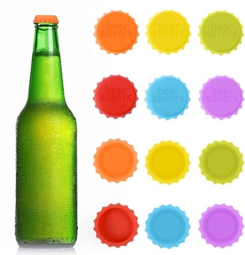 Flaschenverschluss Bunt,YOURKAY Flaschenverschluss Bierflaschen Deckel,Silikon Kronkorken Bierflaschen Deckel Wiederverwendbarer Weinflasche Caps Praktische Flaschendeckel für Glasflaschen (12 Stück)