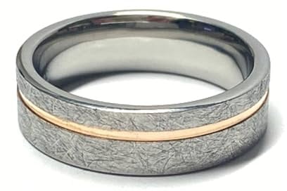 Ring Edelstahl + 585 Gold Rotgold Inlay Bandring Herrenring #63