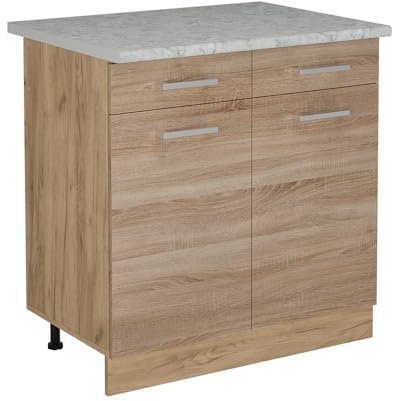 Vicco Küchenunterschrank R-Line, Schubladenschrank für die Küche, Sonoma, 80 cm AP Marmor