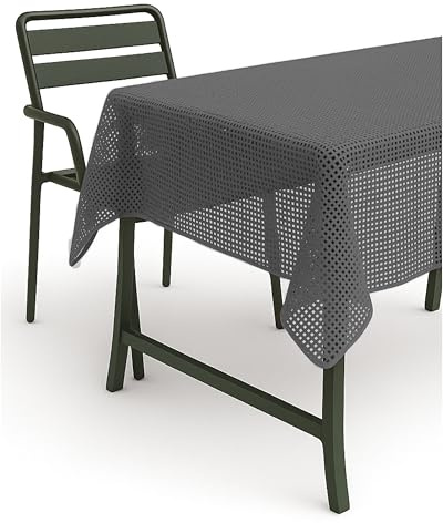 texpot Gartentischdecke 110 x 140 cm Dunkelgrau Karo wetterfest geschäumt rutschfest