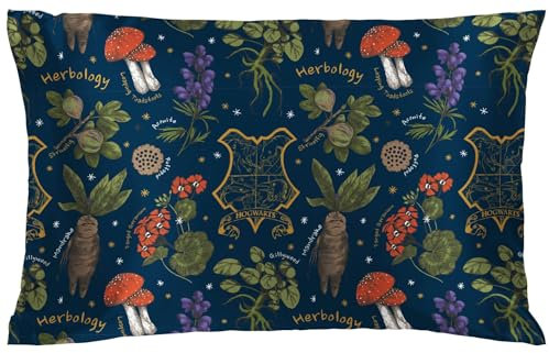 Jay Franco Harry Potter Herbology Satin Pillowcase - Standard Size 50x75 cm Silky Soft Blue Premium Pillow Cover
