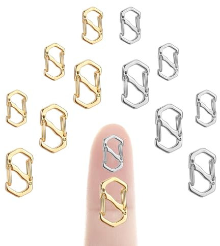 12pcs Double Opening Lobster Clasp, Stainless Steel Necklace Shortener 2 Sizes Chain Clasp Bracelet Clasps and Closures S Lock Jewelry Clips Connectors for DIY Jewelry Making (Gold, Silver)
