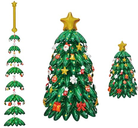 Weihnachtsballon XXL 124x68cm Folienballon, Riesen Weihnachts-Deko Ballon, Weihnachtsbaum Luftballon für Xmas Party, Geburtstag & Heim Deko