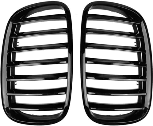 Frontgrill Autofront für Kühlergrills für BMW für X5 E70 für X6 E71 2007 2008 2009 2010 2011 2012 2013 2014 2PCS(Black Single Slat)
