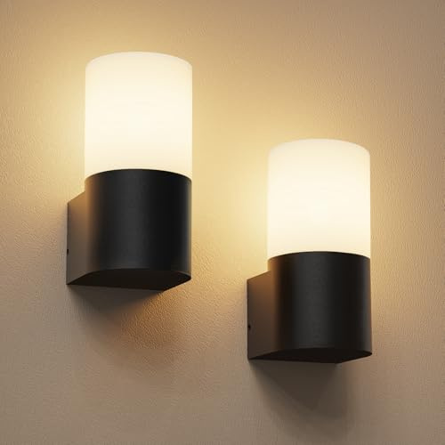 Allesgute Wandlampe Außen E27 IP65 Außenwandleuchte Schwarz | Modernes Außenleuchte, PC & Aluminium Gehäuse, ohne Sensor, für Innen und Außen, ideal für Hauswand Eingang Balkon und Hof