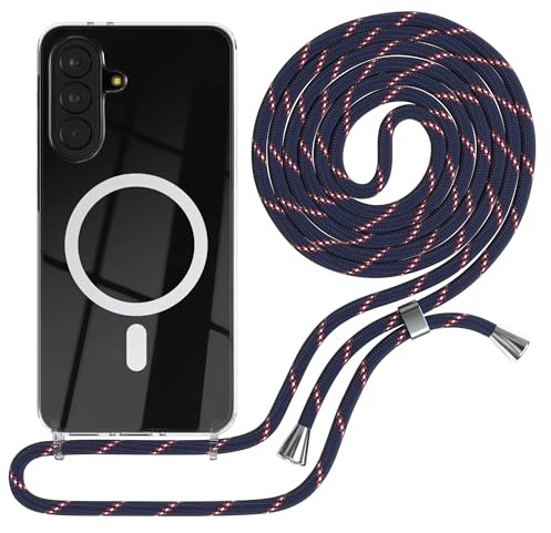 EAZY CASE - Handykette kompatibel mit Galaxy A37 Kette zum Umhängen Stoßfest Handyhülle für Galaxy A37 Silikon Hülle mit Band Handytasche Transparent als Fallschutz in Navy Camouflage
