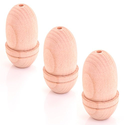 White Hinge 3x Large Wooden Acorn Shaped Pulls - Roman Blind/Light/Fan Cord Ends