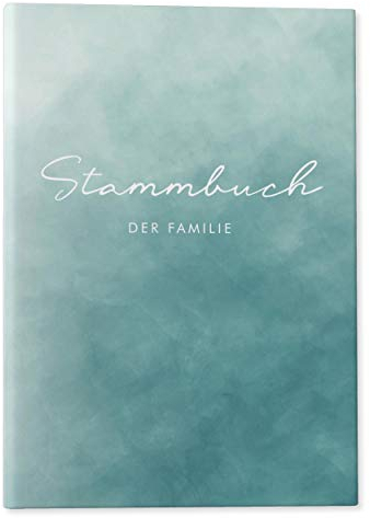 DeinWeddingshop Stammbuch der Familie - Familienstammbuch Hochzeit Standesamt - Watercolor Serie - Hardcover 16x21cm … (türkis)