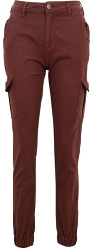 Urban Classics Damen Ladies High Waist Cargo Pants Hose, Cherry, 29