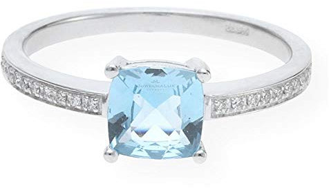 Juwelmalux Ring 585er 14 Karat Weißgold Brillant und Blautopas Gr. 54 JL12-07-0093