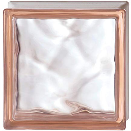 Bormioli Rocco Glass Block Wavy Pink Cipria | cm 19x19x8 | Sale Unit 1 Box of 6 Glass Blocks