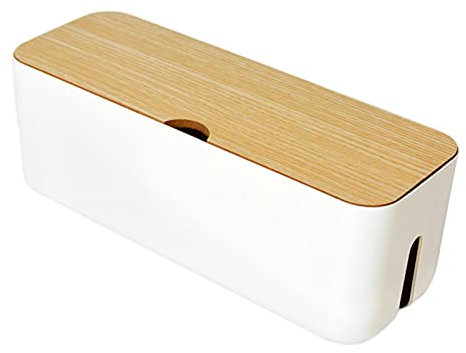 N-X Gestion câbles, Rangement câbles Style Bois pour Cacher Les Fils et Les multiprises | Boîte d'organisateur Cordon | Organisateur câbles pour la Maison et Le Bureau