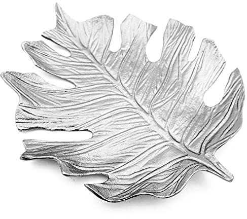 matrasa Dekoschale Leaf Silber - Schale in Blattform - Dekoblatt Blatt Aluguss 34x33cm Variante 1