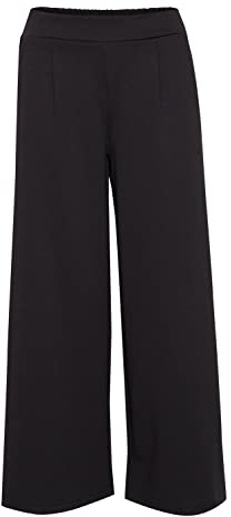 ICHI IHKATE SUS Wide PA Damen Hose Stoffhose mit Stretch gerader Schnitt Elastikbund Crop Länge